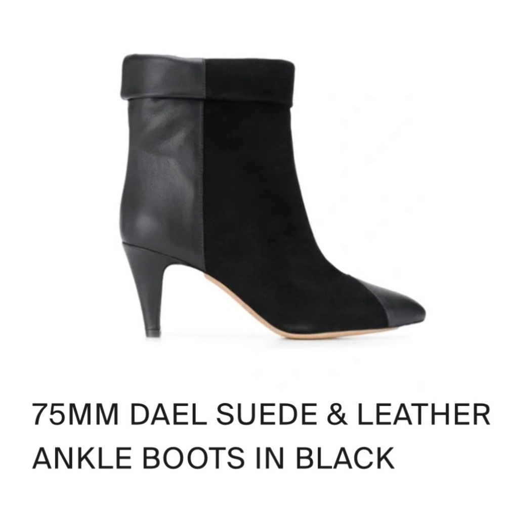 ISABEL MARANT Black Leather and Suede Ankle Boots Size 37/6.5